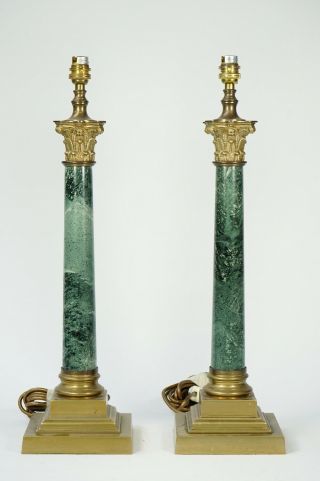 Fabulous Decorative Pair Vaughan Marble Lamps 22 Inches High