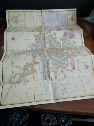 Tulsa Oklahoma Detailed City County Map Vintage D - X Oil Company