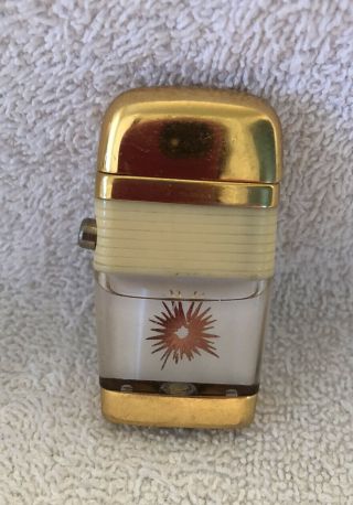Vintage Scripto Mini Vu - Lighter Bullet Hole Gold With White Band