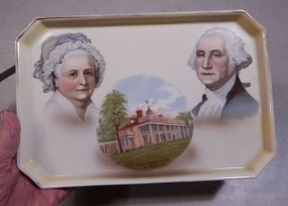 Vintage German Porcelain George & Martha Washington Mount Vernon Tray