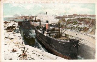 Vintage Nautical Postcard.  Dry Dock,  St John,  Brunswick,  Canada,  Pb5