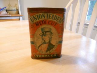 Vintage Union Leader Redi Cut Tobacco Tin W/striker On Base