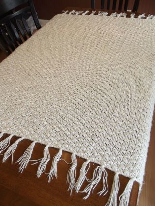 White Crochet Afghan Blanket Vintage Granny Handmade Throw 69 " X50 " Soft Homemade