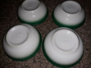 4 Vintage Buffalo China Berry Bowls Dessert Dishes White,  Turquoise Green Trim