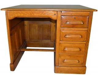 17152 Oak Raised Panel Flat Top Desk - Restored