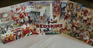 Vintage 1986 Nfl Washington Redskins Tri - Fold Display - Poster 34.  5”x 13”