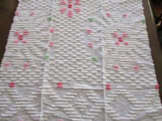 Vintage Pink White Flower Chenille Bedspread Fabric 23 X 28
