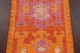 Vintage Geometric 11 ft Oushak Turkish Hand - Knotted Runner Rug Hallway Wool 3x11 3