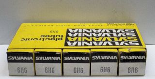 Set Of 5 N.  O.  S Vintage Sylvania 6h6 Vacuum Tubes.  Matching Date Codes Nr & Yco