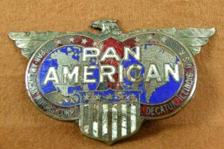 Orig.  Antique Pan - American Motors Corp Car Radiator Emblem Badge Ornament Rare