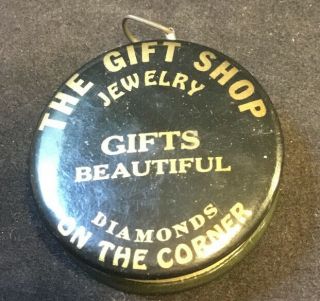 Vintage Celluloid Advertising Tape Measure - The Gift Shop Jewelry Art Deco 2