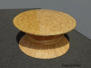 Vintage Mid Century Modern Mcguire Style Wheat Sheaf Cocktail Coffee Table