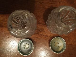 Vintage Lenox Imperial Glass Clear Daisy & Button Salt And Pepper Shakers 3