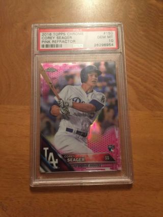 Corey Seager 2016 Topps Chrome Pink Refractor 150 Psa 10 Rookie Card