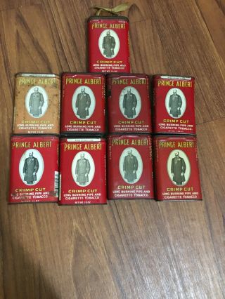 Prince Albert Crimp Cut Tobacco 9 Tin Cans Antique Retro Vintage