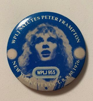 Vintage Pin/button: Wplj 95.  5 Nyc Rock Radio Station Peter Frampton 1976