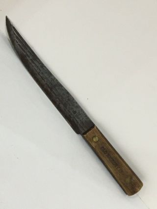 Vintage Carbon Steel Old Hickory Butcher Knife Wood Handle 8 " Blade