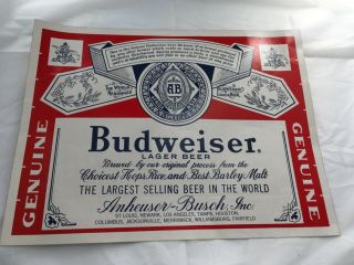 Budweiser Beer Sticker Label Vintage Authentic Decal Advertising Beer 2