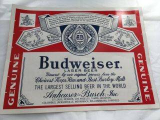Budweiser Beer Sticker Label Vintage Authentic Decal Advertising Beer 3