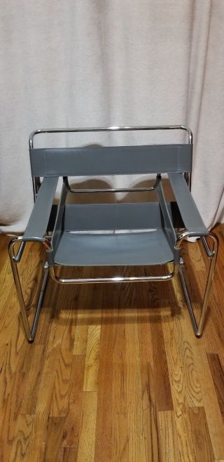 Wassily Chair [pair] By Marcel Breuer,  Gray Leather,