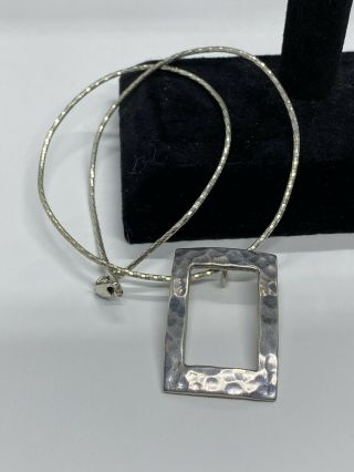 Vintage Modernist Sterling Silver Pendant Necklace - 15 Inch Chain