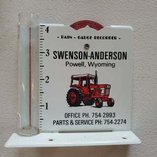 Vintage Metal Rain Gauge W/recorder Swenson - Anderson Powell,  Wyoming Red Tractor