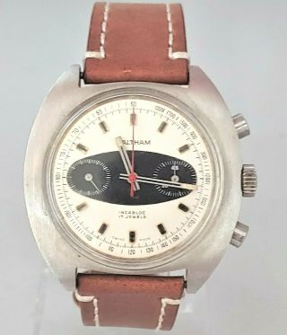 Vintage 1970s Waltham Incabloc Chronograph Mens Watch Valjoux 7733
