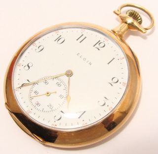 Antique Elgin 14k Solid Gold Pocket Watch 15 Jewels Serviced & Cleaned 1912