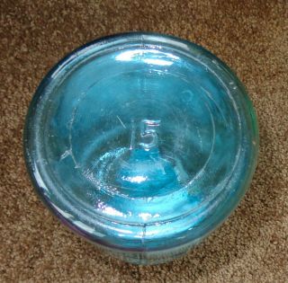 OLD VINTAGE BIG HALF GALLON BLUE GLASS BALL MASON CANNING JAR ZINC LID 15 ZINK 3