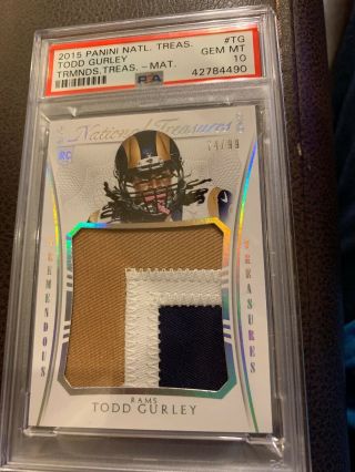2015 National Treasures Tremendous Todd Gurley Rc Rookie Patch 74/99 Psa 10