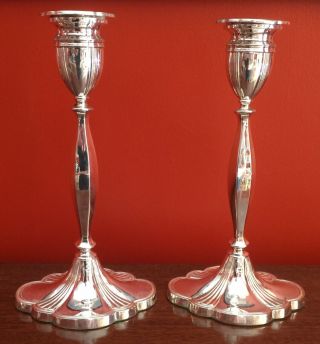Solid Silver Tall Shabbat Candlesticks By Aaron Sternberg Birmingham 1953