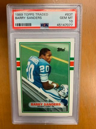 1989 Topps Traded Barry Sanders 83t Detroit Lions Rookie Card Rc Psa 10