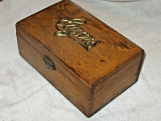 Vintage OAK ? Wood Desktop Cigar Box Humidor TIN LINED 2