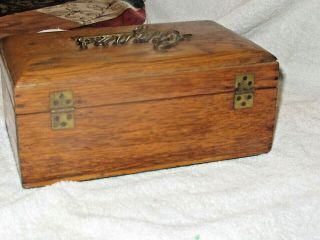 Vintage OAK ? Wood Desktop Cigar Box Humidor TIN LINED 3