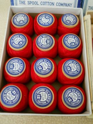 3 Vintage Boxes of CLARK ' S O N T Marking Cotton / Turkey Red 2