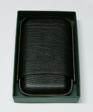 Pheasant By R.  D Gomez Black Leather 4 Cigar Case W/ Og Box