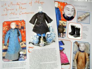 7p History Article - Antique Pre - Door Of Hope Chinese Man Doll & His Costumes