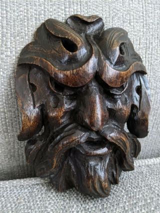Rare 17th Century Carved Oak Green Man