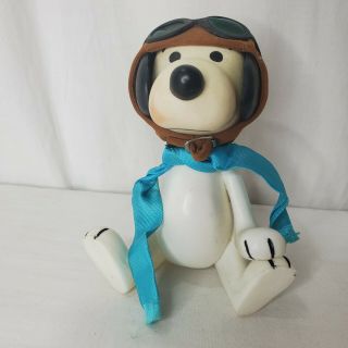 Vintage Peanuts Snoopy Red Baron Pilot Toy Figure United Feature Hong Kong