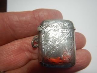 Antique Victorian Match Safe English Sterling Silver Small Size Old Estate Find
