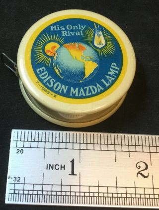Vintage Celluloid Tape Measure - Edison Mazda Lamp Electric Shop Youngstown Ohio