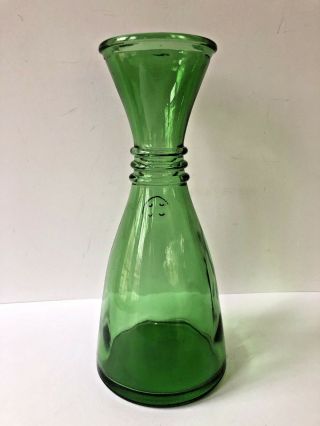 Vintage Italian Green Glass Decanter Chianti Wine Italy Vase 11 " 1 Liter Pitcher