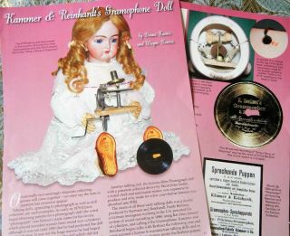 12p History Article - Rare Antique Phonograph Dolls - K R Jumeau Edison Hendren,