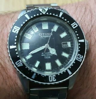 Vintage Citizen 52 - 0110 Challenge 21 Jwl Diver 150 Meter Automatic Watch 1977