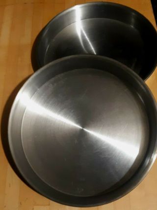 2 Vintage Volrath Round Cake Pans Baking Stainless Steel 9.  5” Made In Usa