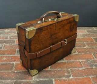 Antique Leather & Brass Cartridge Case By Charles Ingram