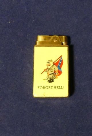 Crown Musical Dixie Lighter - Forget Hell Flag Carrying Rebel Soldier