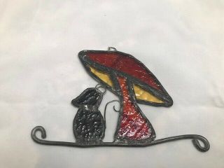 VINTAGE MUSHROOM STAINED GLASS SUN CATCHER FOR WINDOW 2