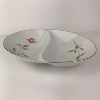 Style House Dawn Rose Oval Divided Bowl 1950s Vintage 50’s Fine China Floral