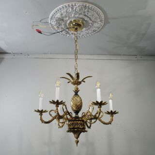 Antique Vintage French Empire Bronze Chandelier 6 Light Fixture Lamp Classic